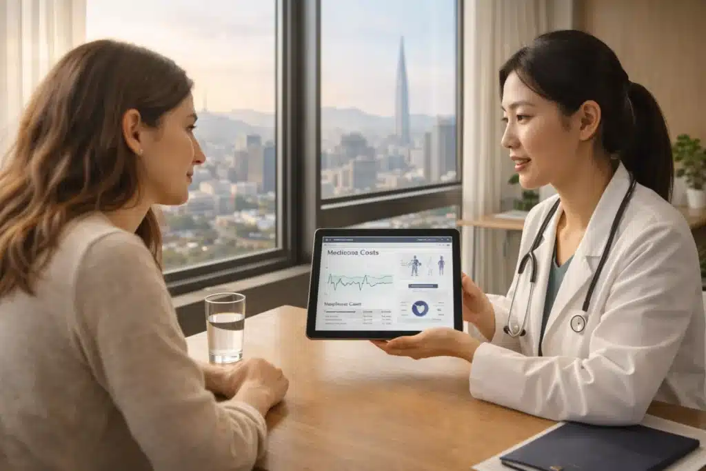 International patient discussing treatment plan at Korean clinic consultation