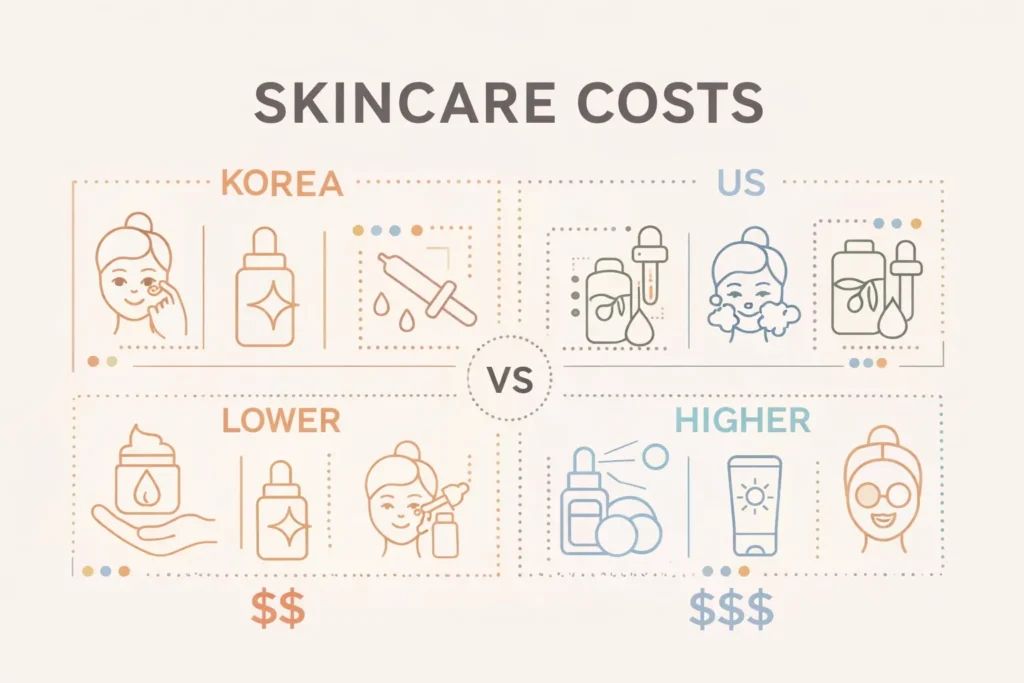 K-beauty treatment Korea cost comparison infographic versus US pricing