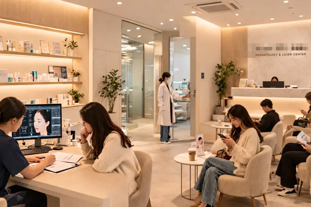 Modern Korean clinic interior showing efficient healthcare environment for foreigners