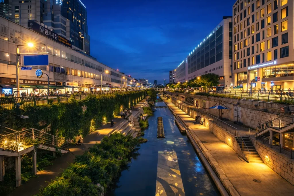 Seoul at night showing safe and vibrant travel environment