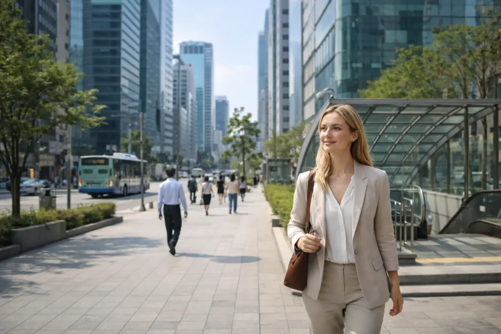 Gangnam clinic district in Seoul showing practical logistics for international visitors getting healthcare in Korea