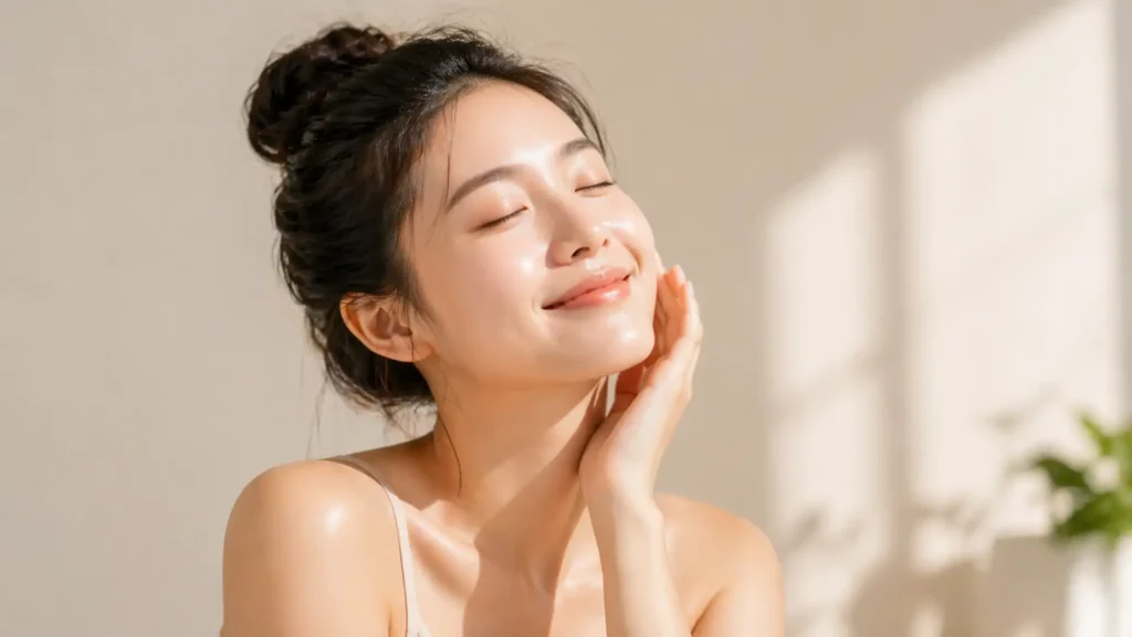 glowing skin result Korean skincare outcome