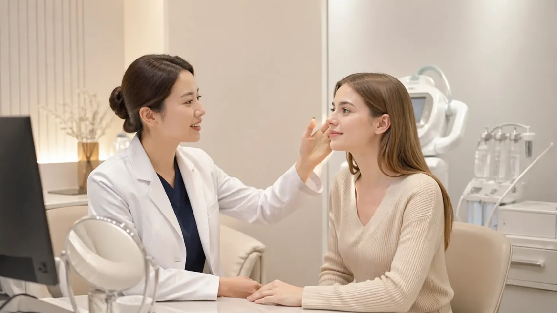 Korean dermatology clinic consultation for glass skin treatment