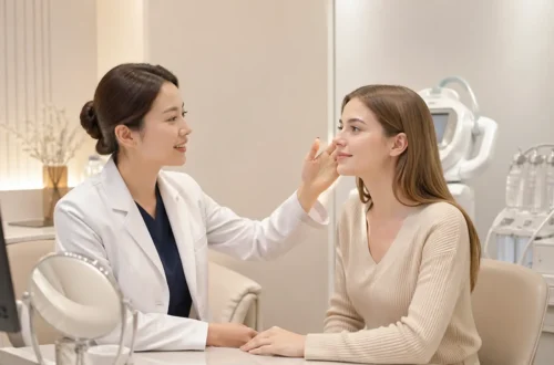 Korean dermatology clinic consultation for glass skin treatment