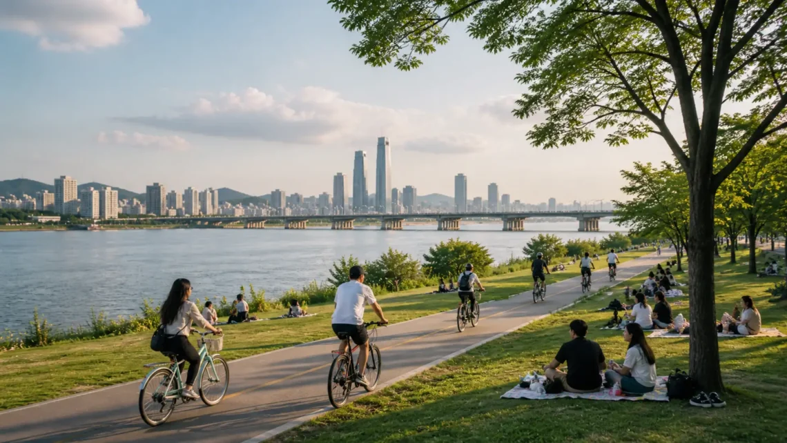 Han River outdoor activity Korea travel lifestyle