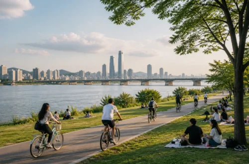 Han River outdoor activity Korea travel lifestyle