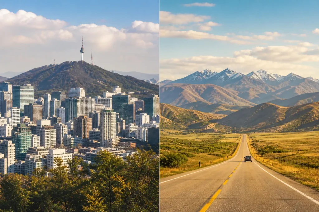 Korea vs US nature access comparison lifestyle